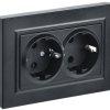 Механизм розетки 2-ая c/з черный IEK Brite
