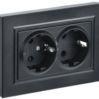 Механизм розетки 2-ая c/з черный IEK Brite