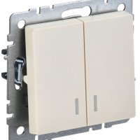 Выкл 2кл подсв механизм бежевый IEK Brite (10/100)