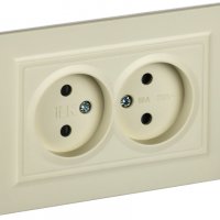Розетка 2-ая б/з шторки бежевый IEK Brite (10/100)