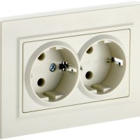 Механизм розетки 2-ая с заземлением бежевый IEK Brite