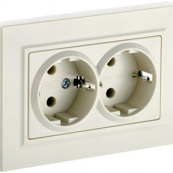 Механизм розетки 2-ая с заземлением бежевый IEK Brite