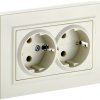 Розетка 2-ая с/з шторки бежевый IEK Brite (10/100)