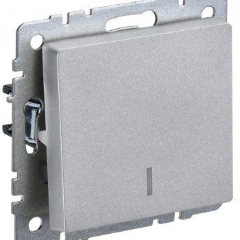 Механизм выключателя 1кл подсветка алюминий IEK Brite