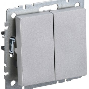 Механизм выключателя 2кл алюминий IEK Brite