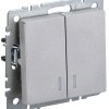 Механизм выключателя 2кл подсветка алюминий IEK Brite