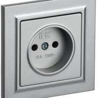 Розетка 1-ая б/з алюминий IEK Brite (10/100)