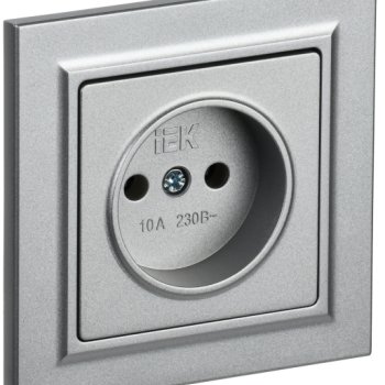 Розетка 1-ая б/з алюминий IEK Brite (10/100)