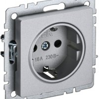 Механизм розетки 1-ая с заземлением алюминий IEK Brite