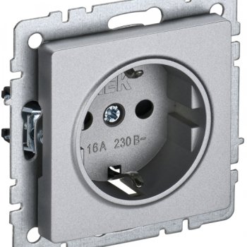 Механизм розетки 1-ая с заземлением алюминий IEK Brite