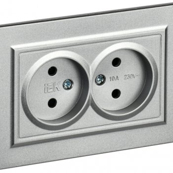 Механизм розетки 2-ая без заземления алюминий IEK Brite