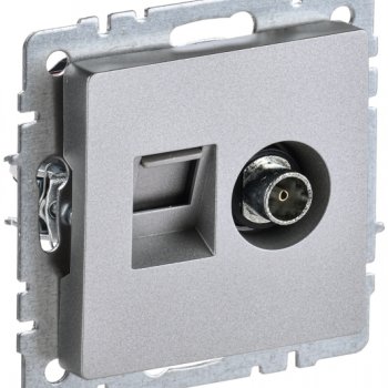 Розетка TV+RJ45 кат 5E механизм алюминий IEK Brite (10/100)