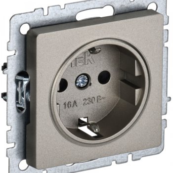 Розетка 1-ая с/з механизм шампань IEK Brite (10/100)