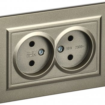 Розетка 2-ая б/з шампань IEK Brite (10/100)