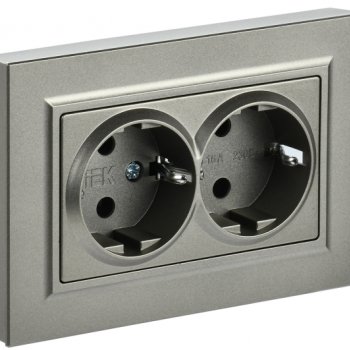 Розетка 2-ая с/з шампань IEK Brite (10/100)