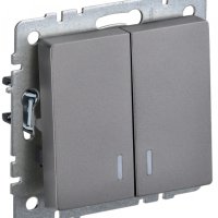 Выкл 2кл подсв механизм сталь IEK Brite (10/100)