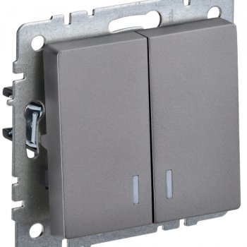 Выкл 2кл подсв механизм сталь IEK Brite (10/100)