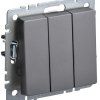 Выкл 3кл механизм сталь IEK Brite (10/100)