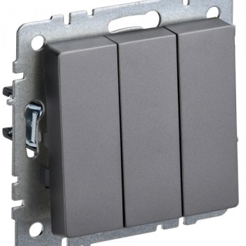 Выкл 3кл механизм сталь IEK Brite (10/100)