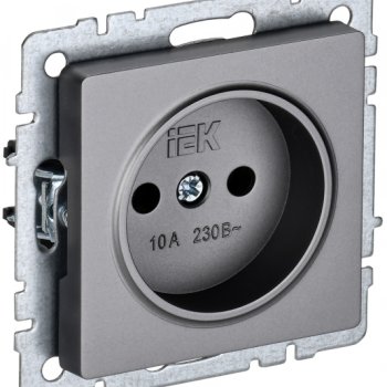 Розетка 1-ая б/з механизм сталь IEK Brite (10/100)
