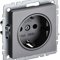 Розетка 1-ая с/з механизм сталь IEK Brite (10/100)
