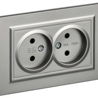 Розетка 2-ая б/з сталь IEK Brite (10/100)