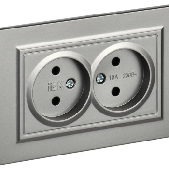 Розетка 2-ая б/з сталь IEK Brite (10/100)