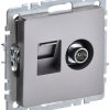 Розетка TV+RJ45 кат 5E механизм сталь IEK Brite (10/100)