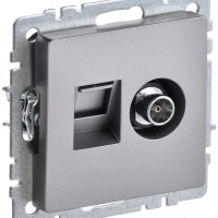Розетка TV+RJ45 кат 5E механизм сталь IEK Brite (10/100)