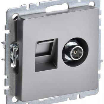 Розетка TV+RJ45 кат 5E механизм сталь IEK Brite (10/100)