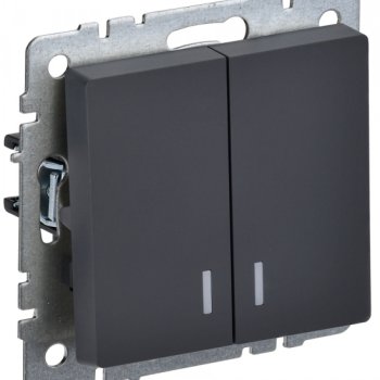 Выкл 2кл подсв механизм графит IEK Brite (10/100)