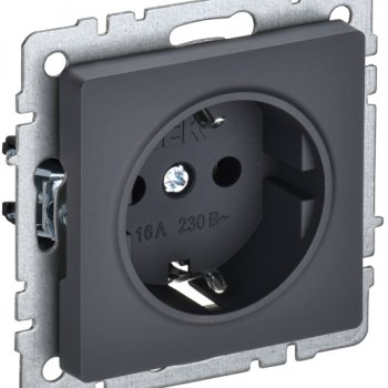 Механизм розетки 1-ая с заземлением графит IEK Brite