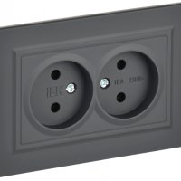 Розетка 2-ая б/з графит IEK Brite (10/100)