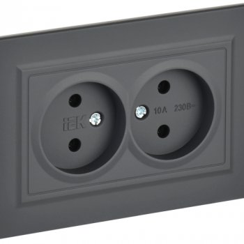 Розетка 2-ая б/з графит IEK Brite (10/100)