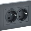 Розетка 2-ая с/з графит IEK Brite (10/100)