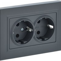 Розетка 2-ая с/з графит IEK Brite (10/100)