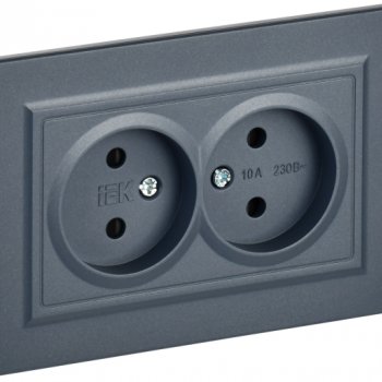 Механизм розетки 2-ая без заземления шторки маренго IEK Brite