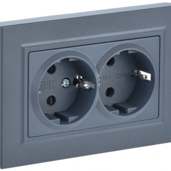 Розетка 2-ая с/з маренго IEK Brite (10/100)