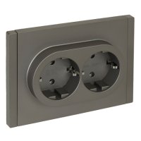 Роз. 2-ая с з/к без з/ш б/к 16А FP524 сталь IEK FORTE&PIANO (1/100)