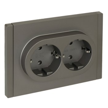 Роз. 2-ая с з/к без з/ш б/к 16А FP524 сталь IEK FORTE&PIANO (1/100)