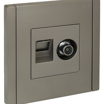 Роз. двойная TV+RJ45 кат.5E FP536 сталь IEK FORTE&PIANO (1/100)