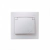 Розетка IEK Кварта 1-ая бел. с/з с крышкой IP44 (6/120)