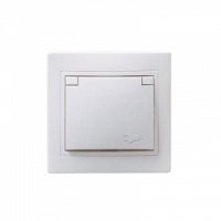 Розетка IEK Кварта 1-ая бел. с/з с крышкой IP44 (6/120)