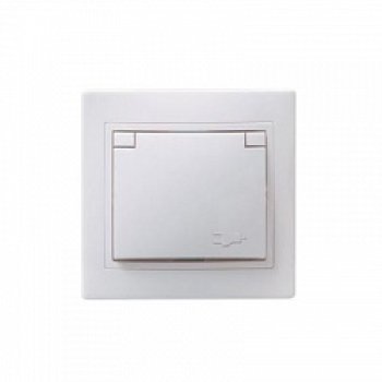 Розетка IEK Кварта 1-ая бел. с/з с крышкой IP44 (6/120)