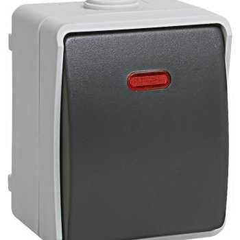 Выключатель IEK Форс 1кл. подсветка IP54 (10/100)
