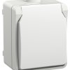 Розетка IEK Форс 1-ая с/з IP54 белая (10/100)