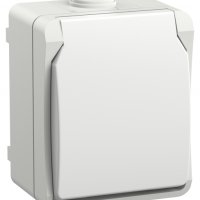 Розетка IEK Форс 1-ая с/з IP54 белая (10/100)