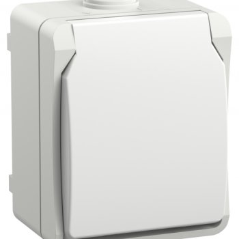 Розетка IEK Форс 1-ая с/з IP54 белая (10/100)