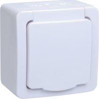Розетка IEK Гермес 1-ая c/з IP54 белый/белый (10/100)