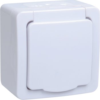 Розетка IEK Гермес 1-ая c/з IP54 белый/белый (10/100)